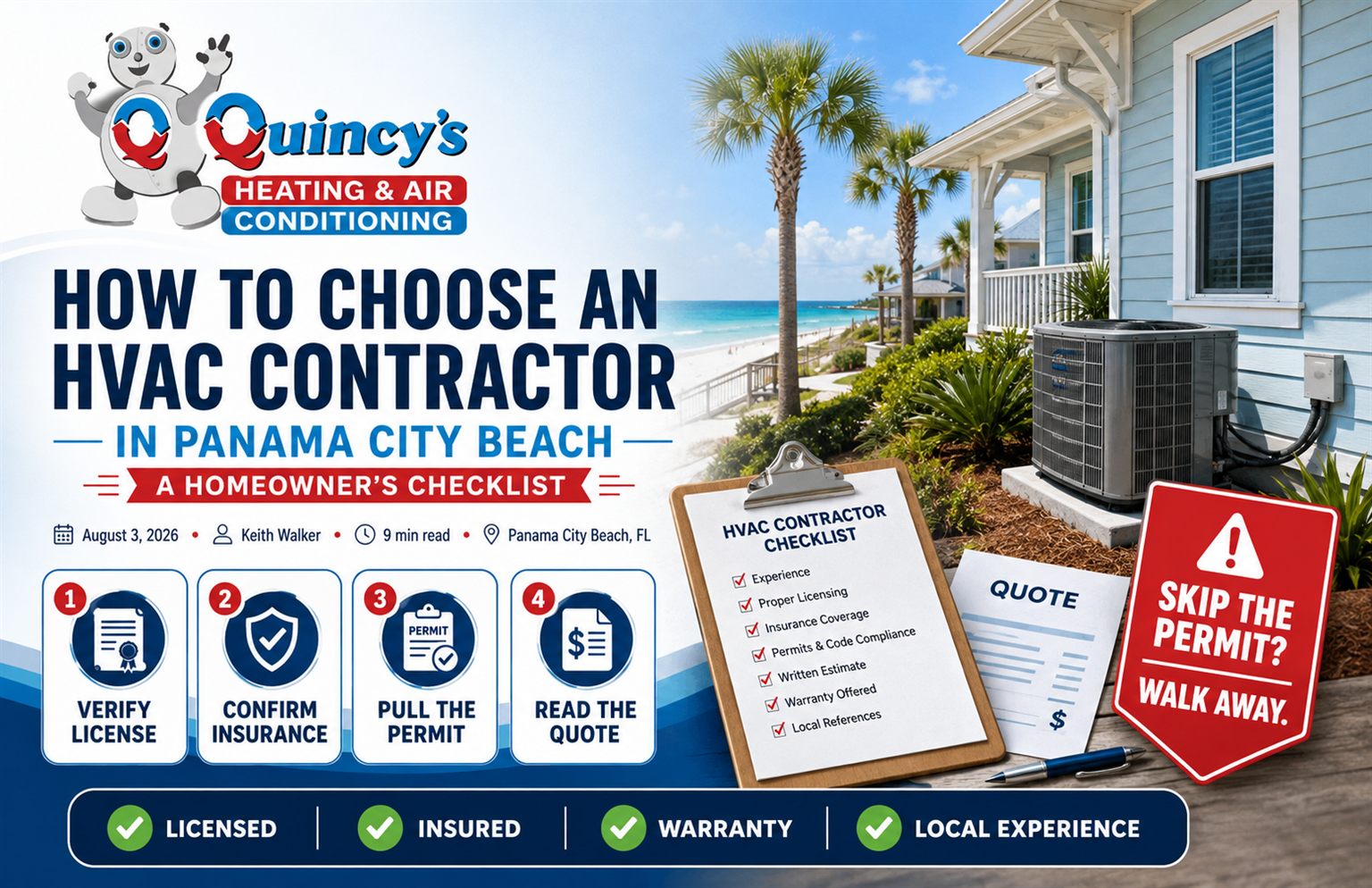 Quincy's Heating and Air service trucks and technicians in Panama City Beach, Florida