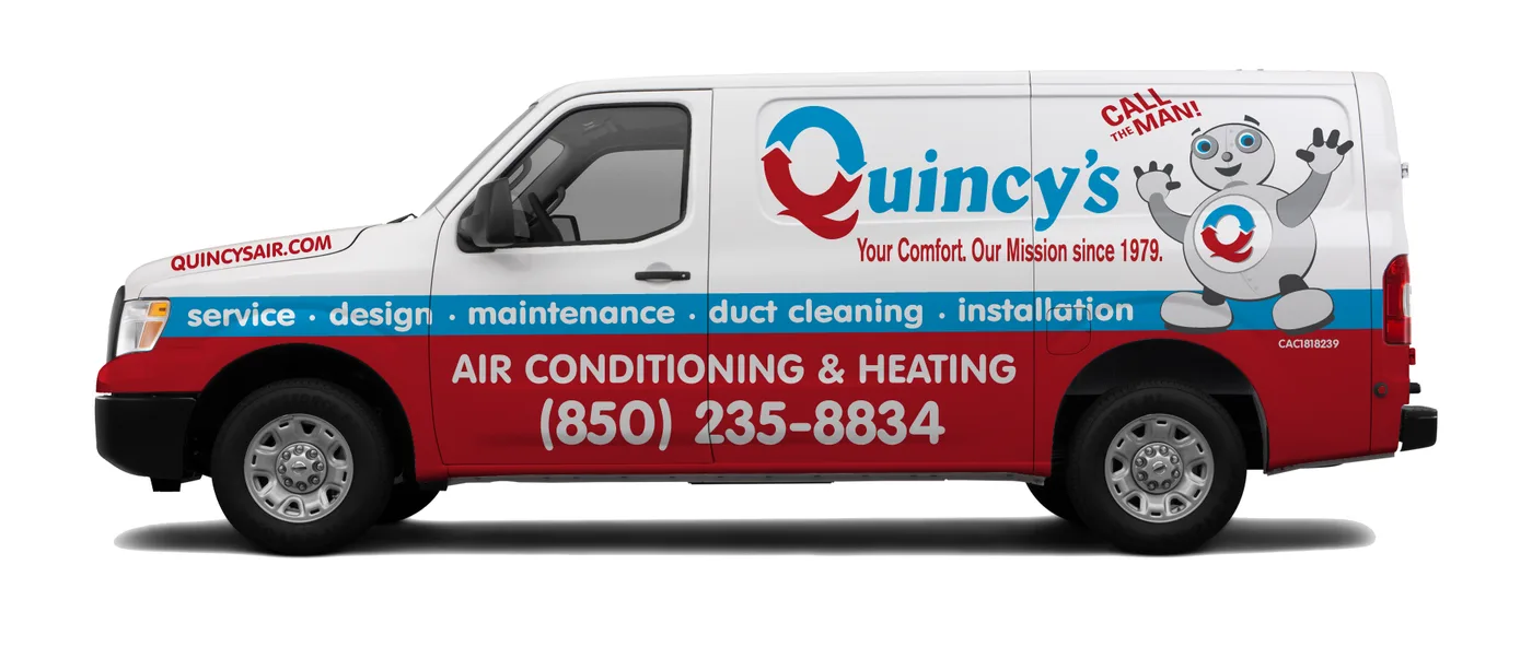 Quincy's Heating & Air branded service van — Air Conditioning & Heating, (850) 235-8834